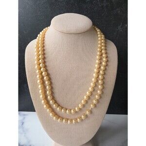 Faux Pearl Double-Stranded Beaded Necklace Vintage Costume Jewelry READ